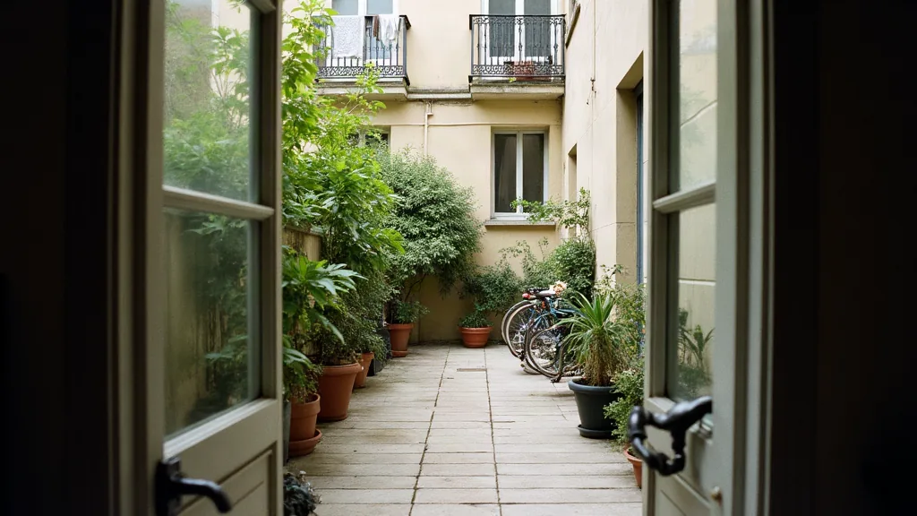 Aubervilliers : les quartiers à éviter et ceux qui valent vraiment le coup Vue depuis un appartement sur une cour intérieure végétalisée d'un quartier résidentiel à Aubervilliers