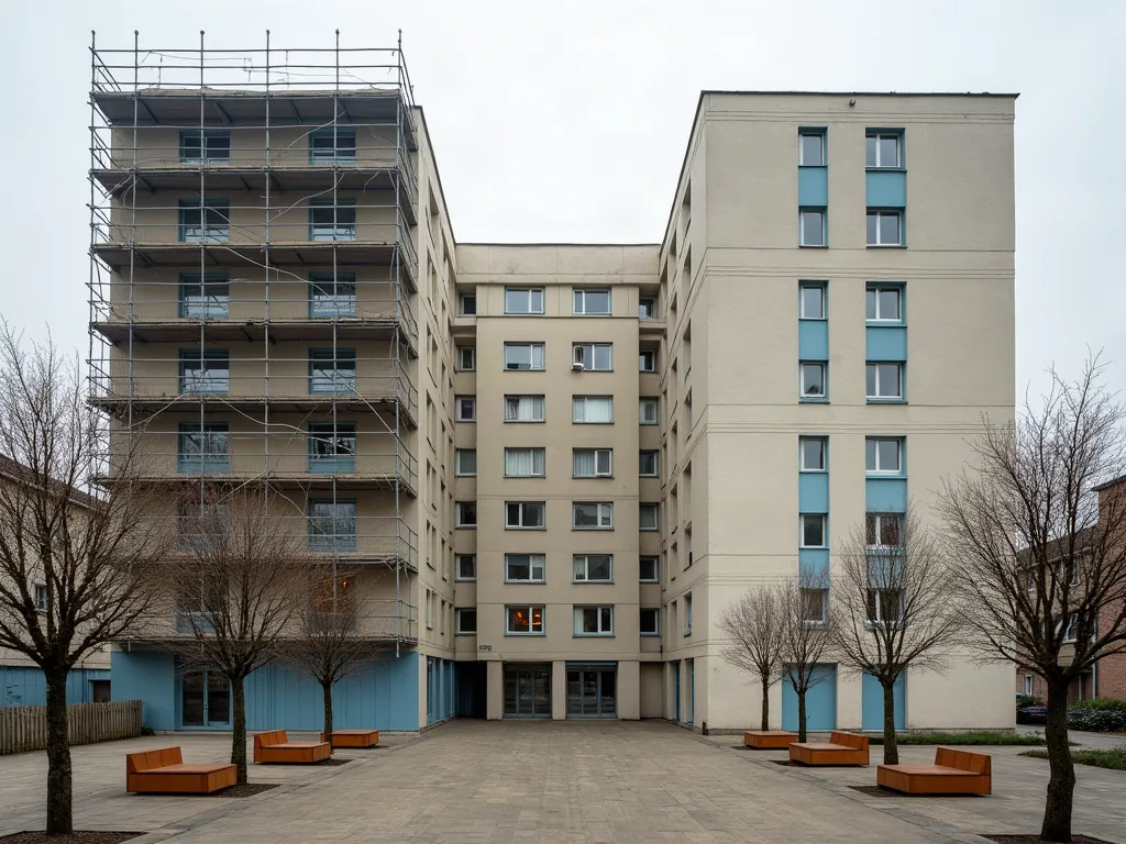 Immeuble de quartier en cours de rénovation urbaine à Rennes